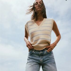 Reformation Janey Cotton Sweater Vest Pablo Stripe - Size M